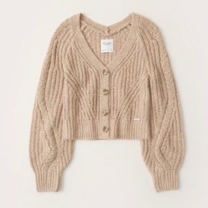 Abercrombie & Fitch Puff-Sleeve Cropped Cardigan